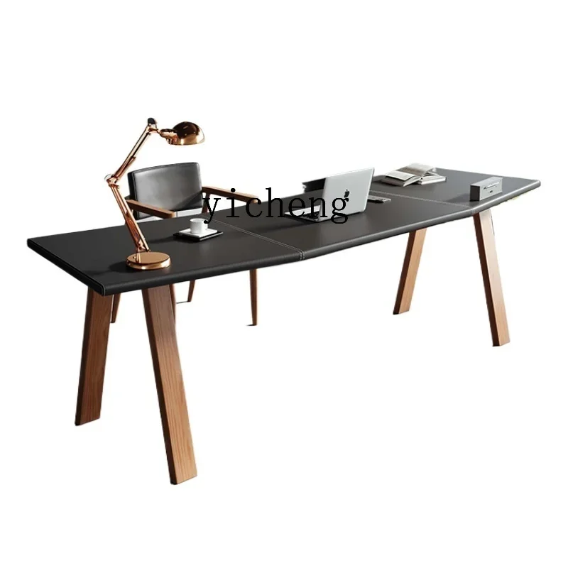 XL curved leather light luxury desk solid wood table legs study desk modern bedroom desktop
XL curved leather light luxury desk solid wood table legs study desk modern bedroom desktop