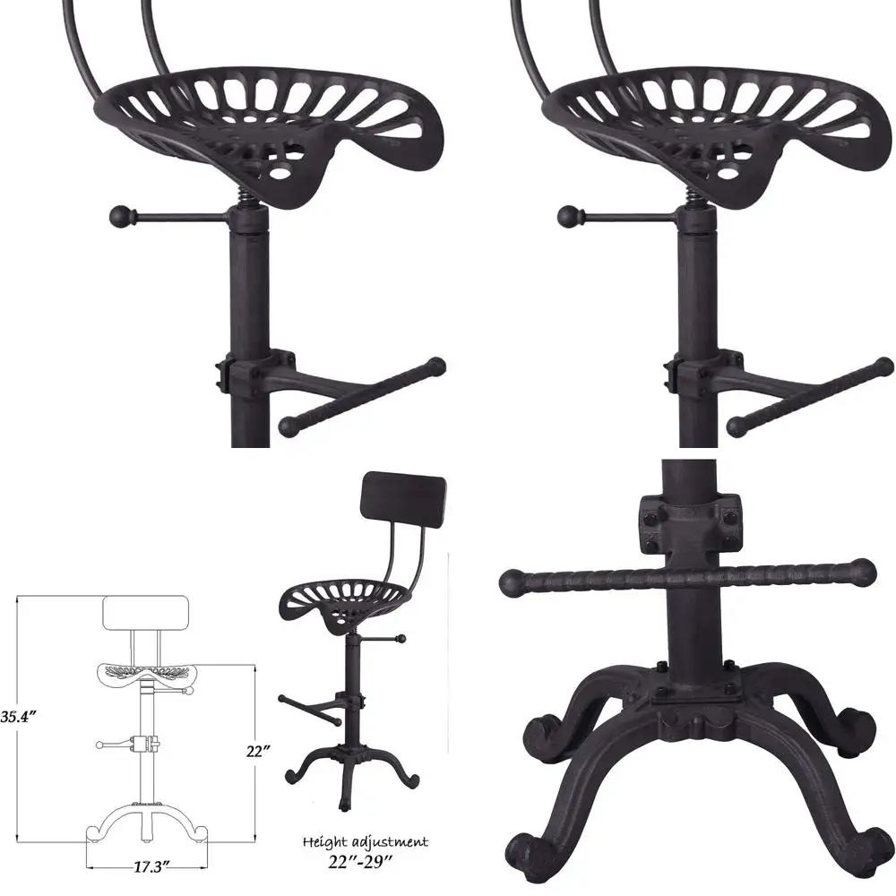 Металлический барный стул в винтажном стиле с регулируемой высотой и дизайном сиденья для трактора с отделкой ржавчины
Металлический барный стул в винтажном стиле с регулируемой высотой и дизайном сиденья для трактора с отделкой ржавчины