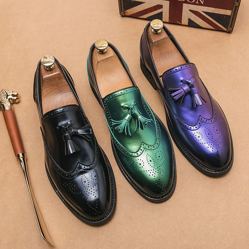 Purple Formal Dress Shoes Man Brogue Leather Shoes Big Size 38-48 Fashion Tassels Mens Leather Shoes Wedding Social Shoe Male
Purple Formal Dress Shoes Man Brogue Leather Shoes Big Size 38-48 Fashion Tassels Mens Leather Shoes Wedding Social Shoe Male