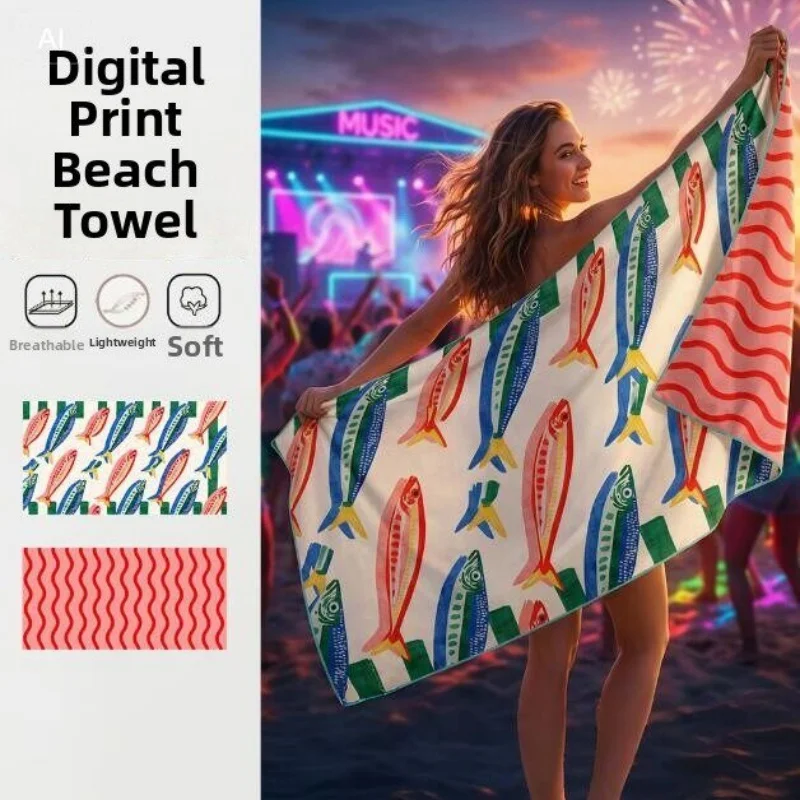 New Double-Sided Plush And Printing Beach Towel Large Sandfree Soft Highly Absorbent Light Luxury Wrap Breathable 160x80 Hemming
New Double-Sided Plush And Printing Beach Towel Large Sandfree Soft Highly Absorbent Light Luxury Wrap Breathable 160x80 Hemming