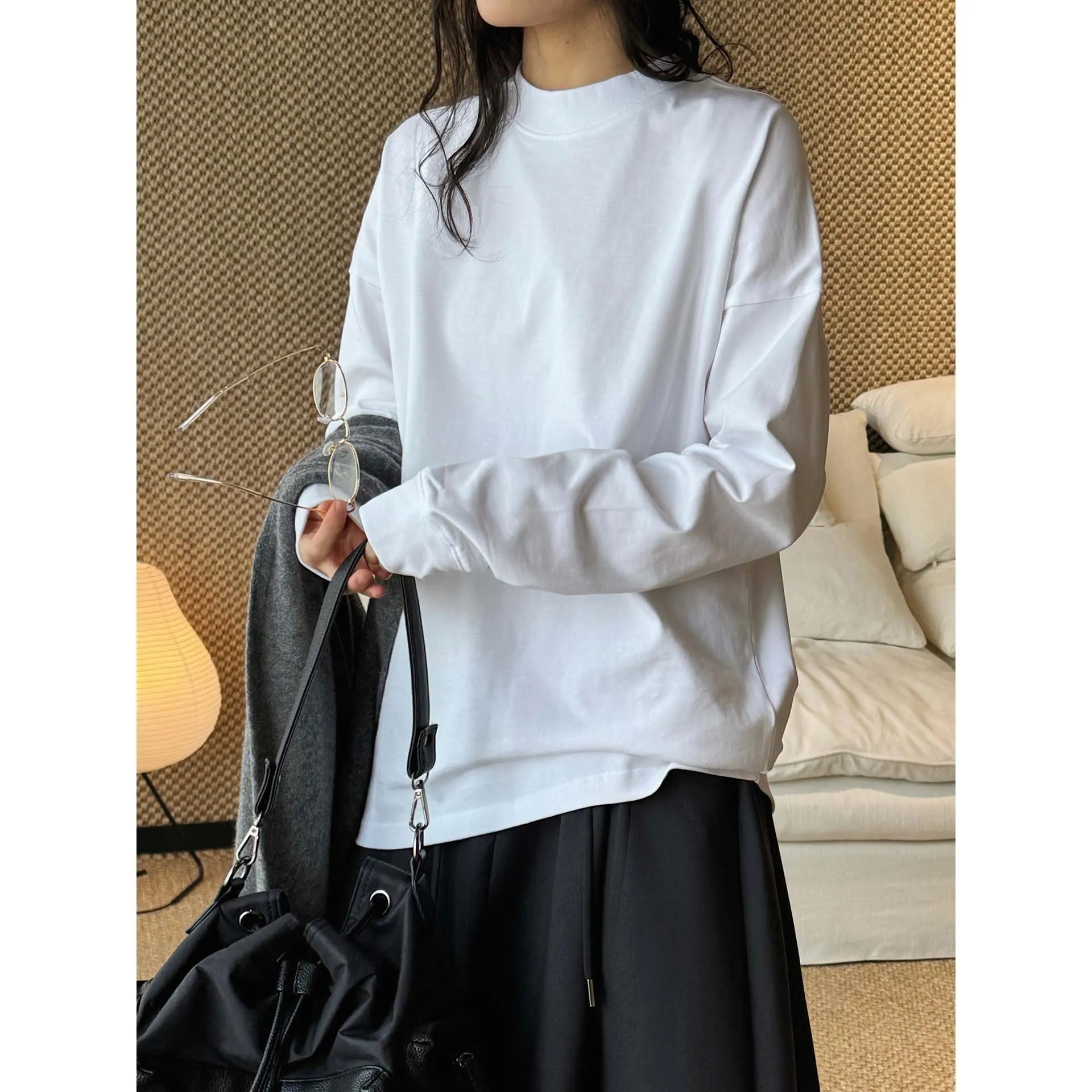 Classic Versatile Long Sleeve round Neck Loose T-Shirt Women's Base Shirt Pure Color Casual Comfortable Cotton Spring Autumn
Classic Versatile Long Sleeve round Neck Loose T-Shirt Women's Base Shirt Pure Color Casual Comfortable Cotton Spring Autumn