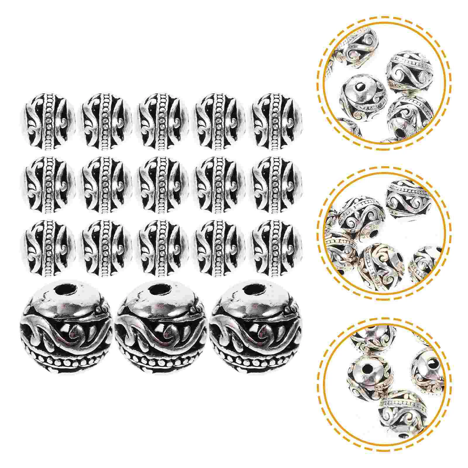50 Pcs Large Hole Beads Round Decor Bracelet Tibetan Silver Metal for Vases Decorative
50 Pcs Large Hole Beads Round Decor Bracelet Tibetan Silver Metal for Vases Decorative