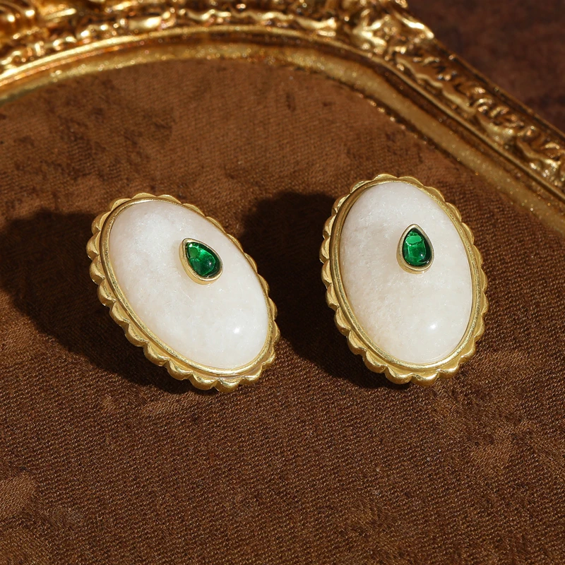 Pink Egg Shape Stud Earring Small Green Glaze Inlaid Vintage Designer Gold Color Rhinestone Jewelry Girls Daily Decoration Charm
Pink Egg Shape Stud Earring Small Green Glaze Inlaid Vintage Designer Gold Color Rhinestone Jewelry Girls Daily Decoration Charm
