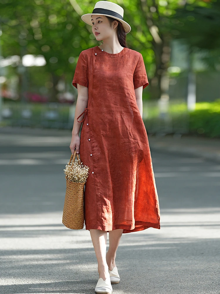 100% Ramie Women Casual Dress New Arrival 2026 Summer Chinese Style O-neck Solid Color Ladies Elegant Cheongsam Dresses M2834
100% Ramie Women Casual Dress New Arrival 2026 Summer Chinese Style O-neck Solid Color Ladies Elegant Cheongsam Dresses M2834
