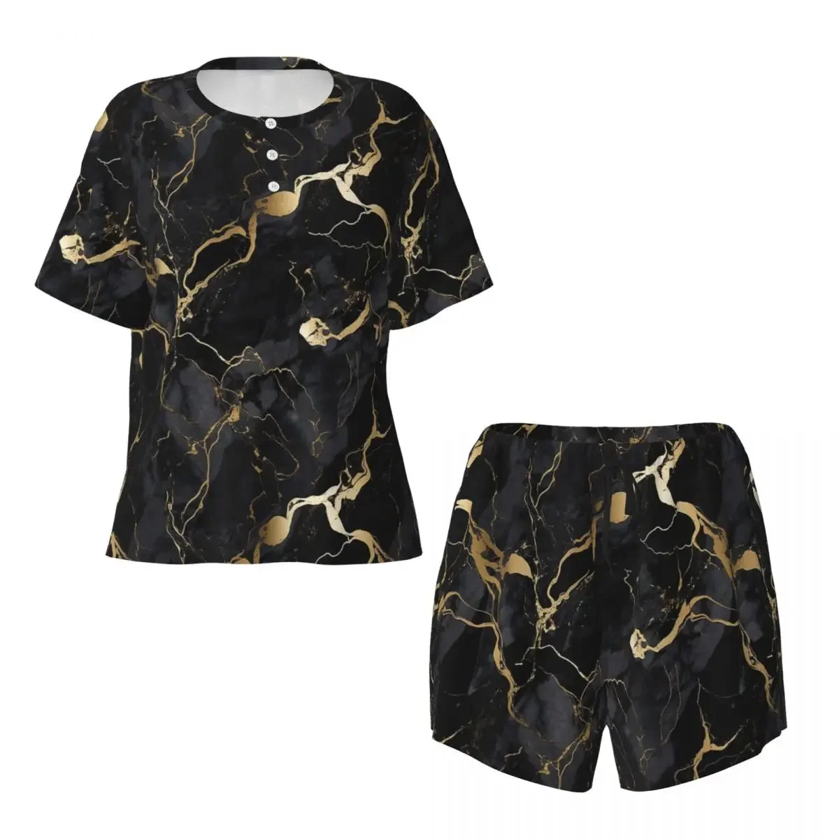 Classic Black And Gold Marble Round Neck Short Sleeve Nightgowns for Sleeping Sleepshirts Women Soft Pajama Set Short Pants
Classic Black And Gold Marble Round Neck Short Sleeve Nightgowns for Sleeping Sleepshirts Women Soft Pajama Set Short Pants