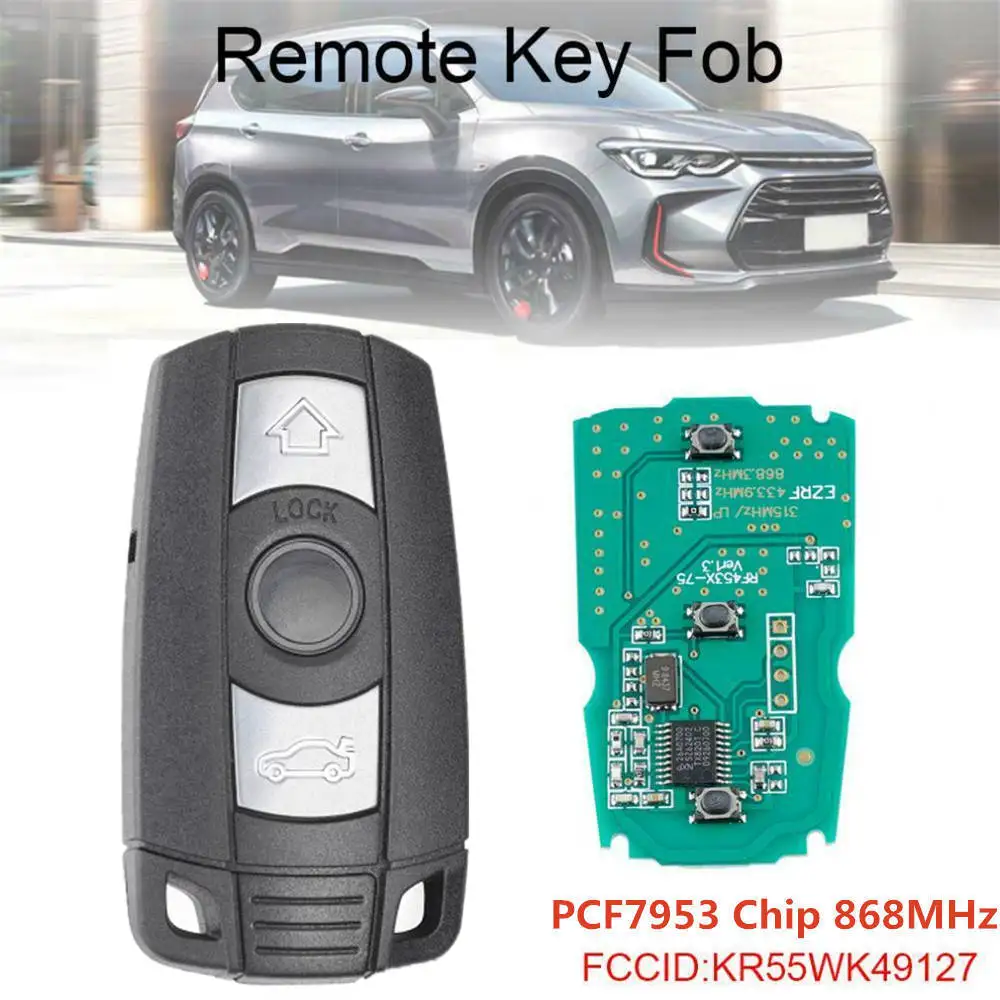 KR55WK49127 Автомобильный пульт дистанционного управления Smart Key 868 МГц PCF7953 Чип с функцией R/C Полный брелок с электронной системой для BMW CAS3
KR55WK49127 Автомобильный пульт дистанционного управления Smart Key 868 МГц PCF7953 Чип с функцией R/C Полный брелок с электронной системой для BMW CAS3