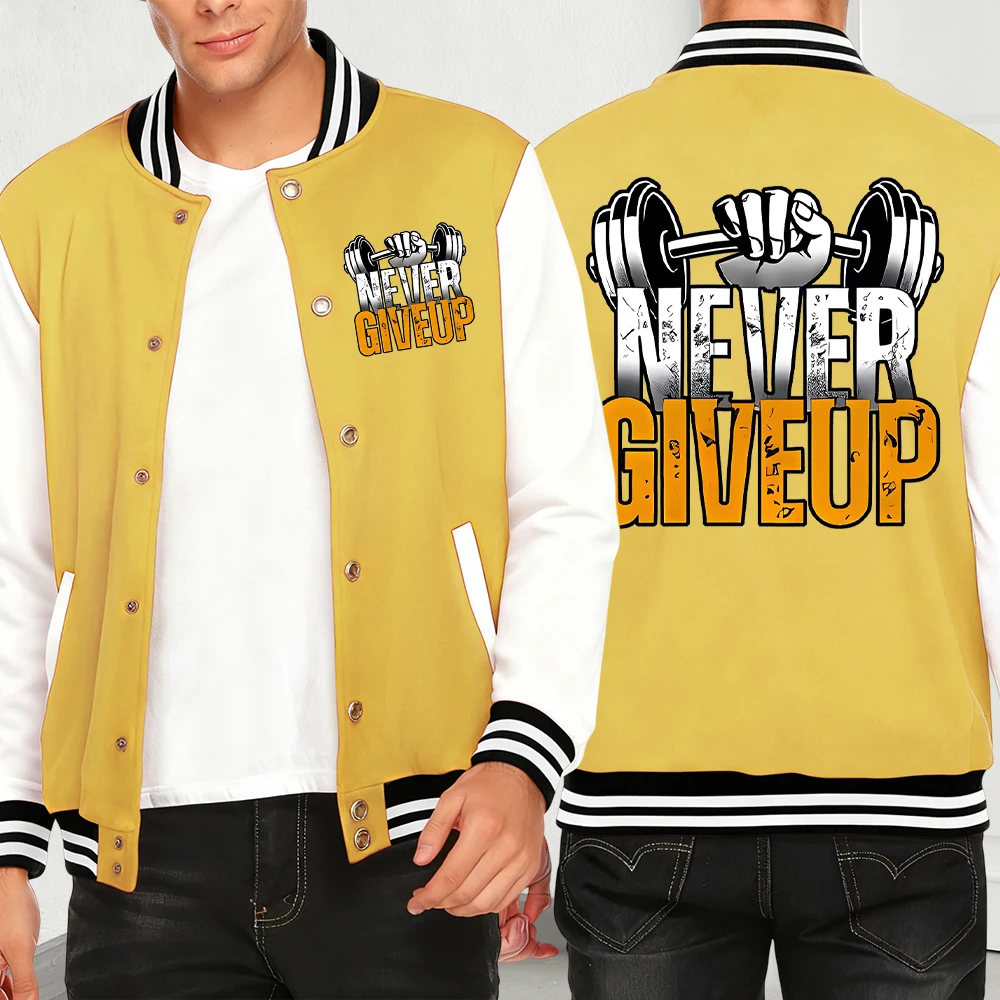 Never Give Up Fitness Print Autumn Men Clothing Fleece Pocket Jackets Hip Hop Fashion Baseball Jersey Casual Multicolor Tops
Never Give Up Fitness Print Autumn Men Clothing Fleece Pocket Jackets Hip Hop Fashion Baseball Jersey Casual Multicolor Tops