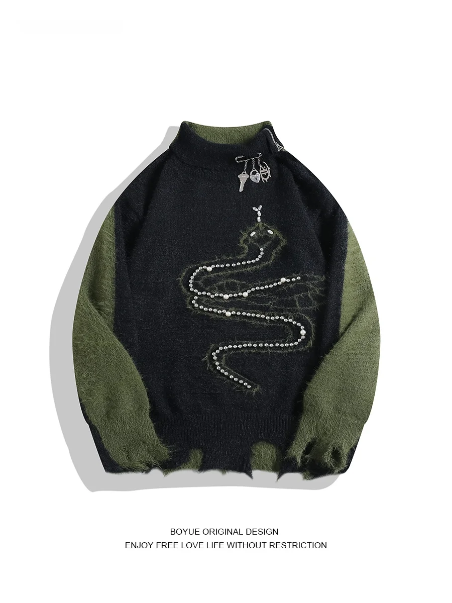 Boyue High Collar Knitted Sweater Pearl Decorated Faux Fur Menswear Casual Sle Winter Warm Long Sve Top for Youth
Boyue High Collar Knitted Sweater Pearl Decorated Faux Fur Menswear Casual Sle Winter Warm Long Sve Top for Youth