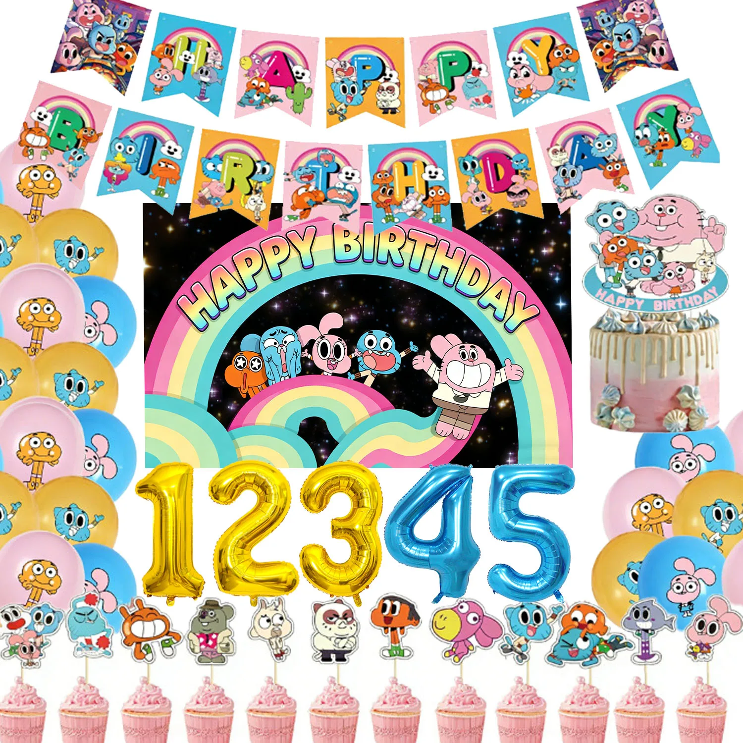 Cartoon Gumballed Children Birthday Party Decoration Supplies Pet Cat Rabbit Balloon Banner Cupcake Topper Backdrop Kids Gifts
Cartoon Gumballed Children Birthday Party Decoration Supplies Pet Cat Rabbit Balloon Banner Cupcake Topper Backdrop Kids Gifts