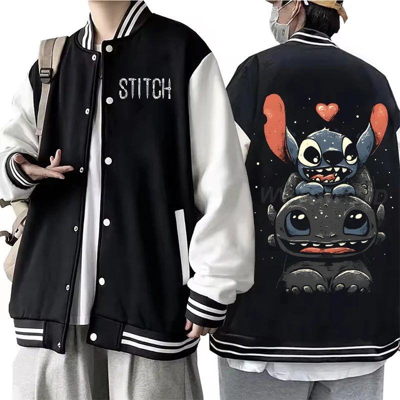 New Stitch and Toothless Baseball Uniform Funny Cartoon Dragon Stitch Print Loose Outerwear Long Sleeve Women Men Fashion Jacket
New Stitch and Toothless Baseball Uniform Funny Cartoon Dragon Stitch Print Loose Outerwear Long Sleeve Women Men Fashion Jacket