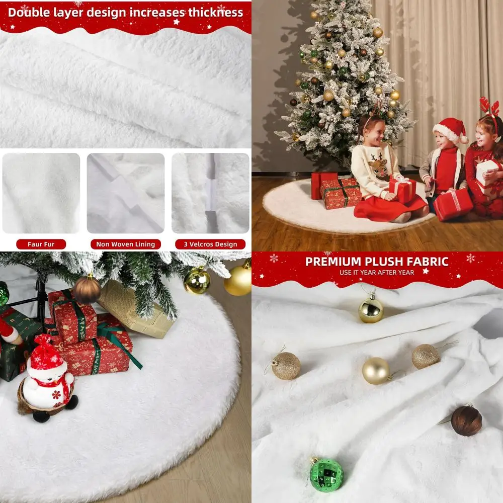 Premium White Plush Faux Fur Christmas Tree Skirt for 7.5-12 Ft Trees, 72 Inch
Premium White Plush Faux Fur Christmas Tree Skirt for 7.5-12 Ft Trees, 72 Inch
