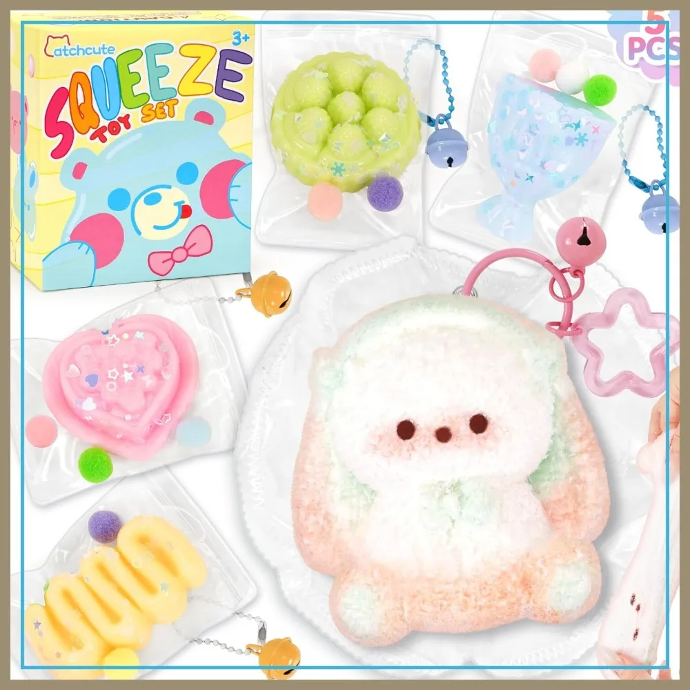 Squishies Toys Set 5PCS: Squeeze Stuffed Bunny Cake Dessert Flower Sensory Fidget for Anxiety Relief Desk Sticky Party Favors
Squishies Toys Set 5PCS: Squeeze Stuffed Bunny Cake Dessert Flower Sensory Fidget for Anxiety Relief Desk Sticky Party Favors