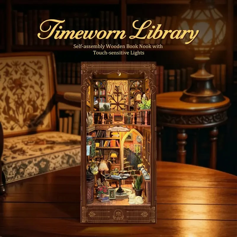 DIY Wooden Timeworn Library Book Nook Shelf Insert Kits Miniature Model Kit With Light Bookend for Friends Birthday Gifts
DIY Wooden Timeworn Library Book Nook Shelf Insert Kits Miniature Model Kit With Light Bookend for Friends Birthday Gifts