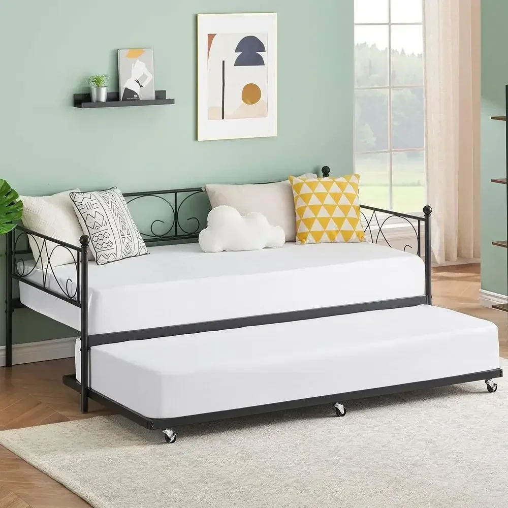 Metal Daybed with Trundle, Pull-Out Underbed, Steel Slat Support, Suitable for Kids, Teens, and Adults, No Box Spring Needed, Bl
Metal Daybed with Trundle, Pull-Out Underbed, Steel Slat Support, Suitable for Kids, Teens, and Adults, No Box Spring Needed, Bl