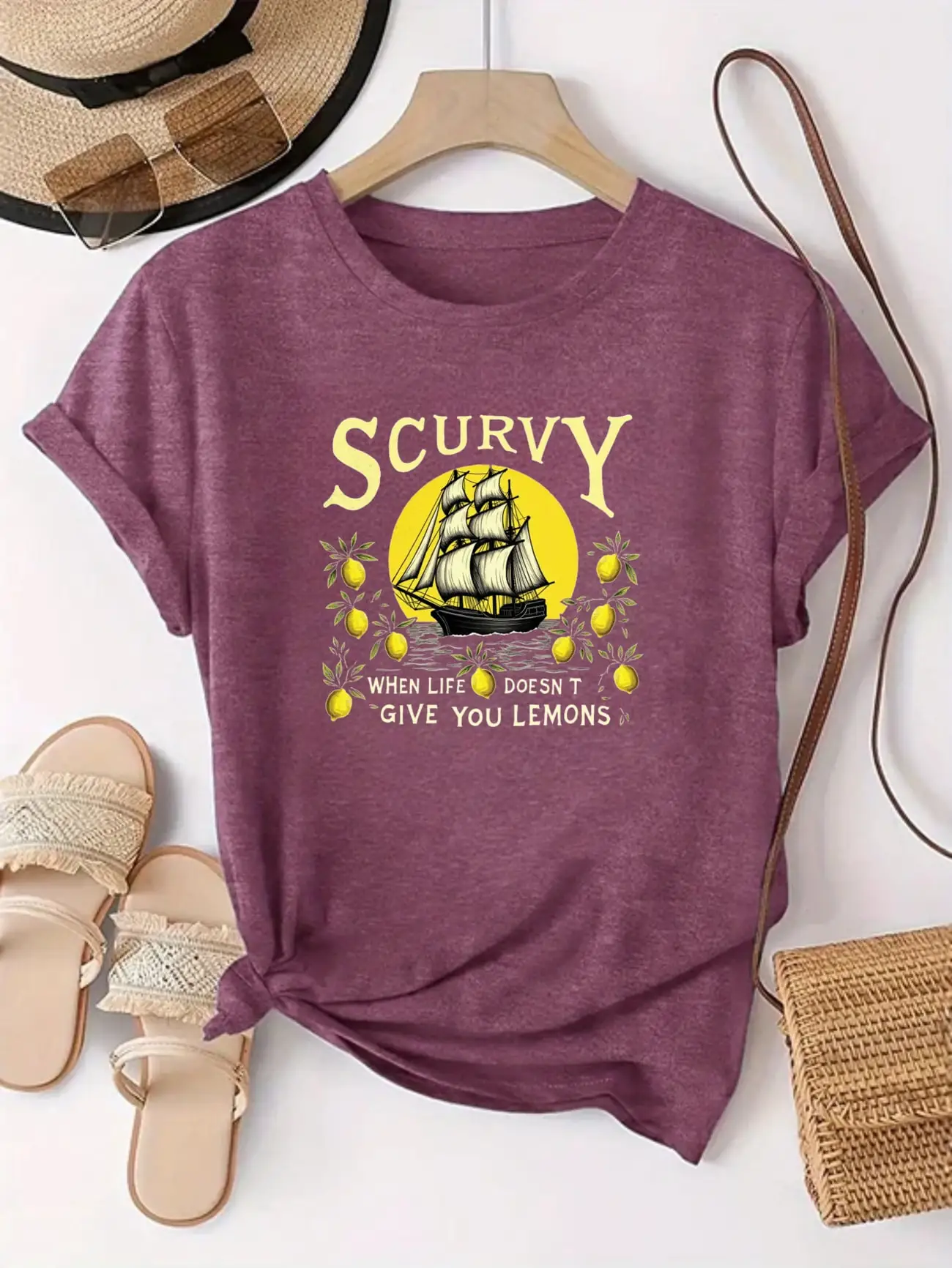 Plus size women's short sleeve T-shirt Scurvy Ship Lemons Life Doesn't Everyday comfortable and versatile style summer outfits
Plus size women's short sleeve T-shirt Scurvy Ship Lemons Life Doesn't Everyday comfortable and versatile style summer outfits