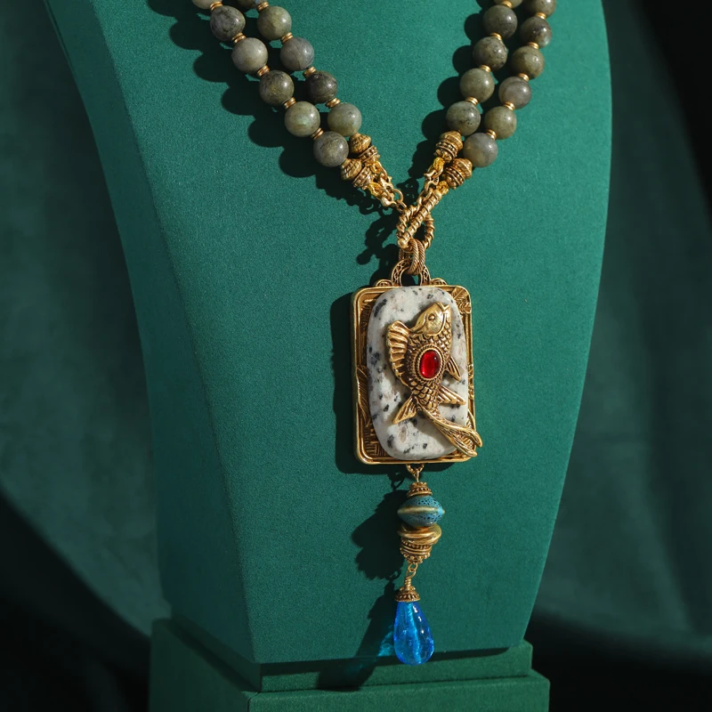 Vintage Layered Beaded Necklace Natural Stone Antique Fish Brand Lucky Pendant Luxury Quality Jewelry Women Accessories 2025
Vintage Layered Beaded Necklace Natural Stone Antique Fish Brand Lucky Pendant Luxury Quality Jewelry Women Accessories 2025