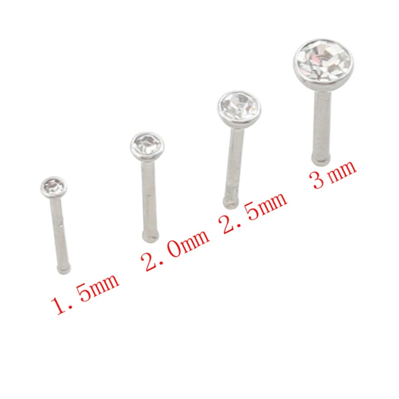 Clear Gem Nose Nail Stud Bone Ear Pin 316L Surgical Steel Body Piercing Women's Straight Rod Wrapped Round Jewelry 1.5 2mm 2.5 3
Clear Gem Nose Nail Stud Bone Ear Pin 316L Surgical Steel Body Piercing Women's Straight Rod Wrapped Round Jewelry 1.5 2mm 2.5 3
