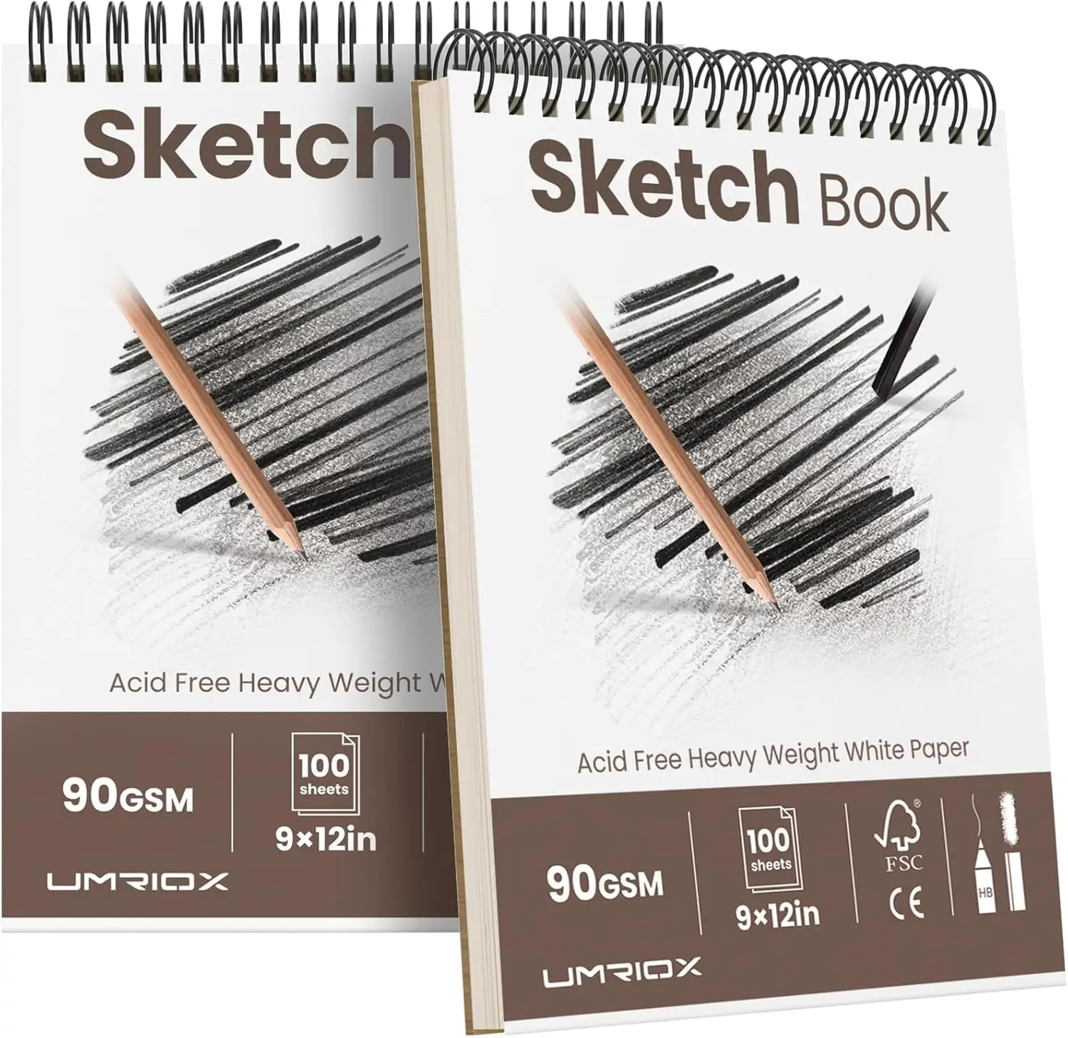 9" x 12" Sketch Book, 2-Pack Sketch Pad (100 Sheets Each), Top Spiral Bound Drawing Paper for Artists & Students
9" x 12" Sketch Book, 2-Pack Sketch Pad (100 Sheets Each), Top Spiral Bound Drawing Paper for Artists & Students
