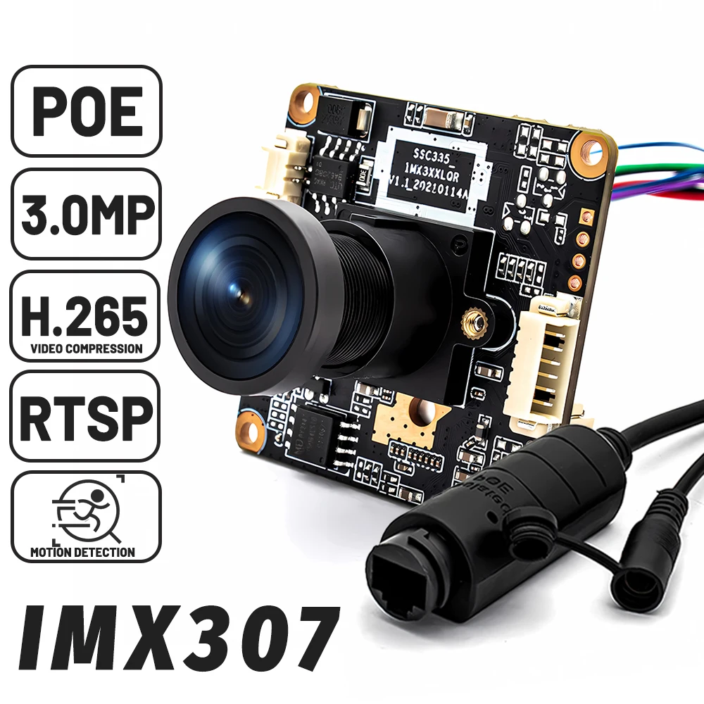 WGWK IP Camera Board IMX307 3MP Ultra Low illumination With 2.35mm 143° Wide Angle Onvif H.265 RTSP POE Security Webcam Module
WGWK IP Camera Board IMX307 3MP Ultra Low illumination With 2.35mm 143° Wide Angle Onvif H.265 RTSP POE Security Webcam Module