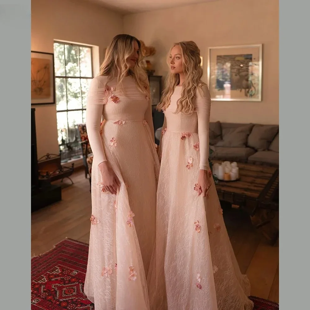 Civil Pink Prom Dress 2026 O-neck Long Sleeves 3D Flowers Lace Evening Birthday Formal Party Gowns Robe De Sorieees
Civil Pink Prom Dress 2026 O-neck Long Sleeves 3D Flowers Lace Evening Birthday Formal Party Gowns Robe De Sorieees