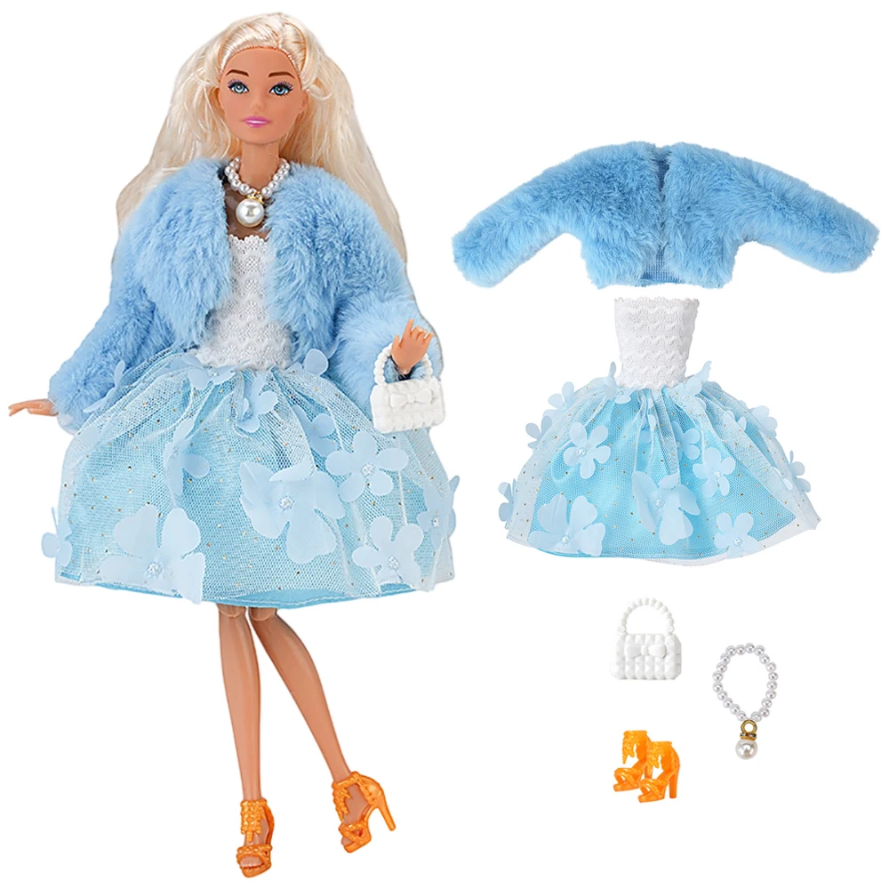 NK 1 Set 11.5 Inch Doll Clothes Cute blue dress set: coat+dress+necklace+bag Toy 1/6 Dolls Accessories daily dressing of dolls
NK 1 Set 11.5 Inch Doll Clothes Cute blue dress set: coat+dress+necklace+bag Toy 1/6 Dolls Accessories daily dressing of dolls