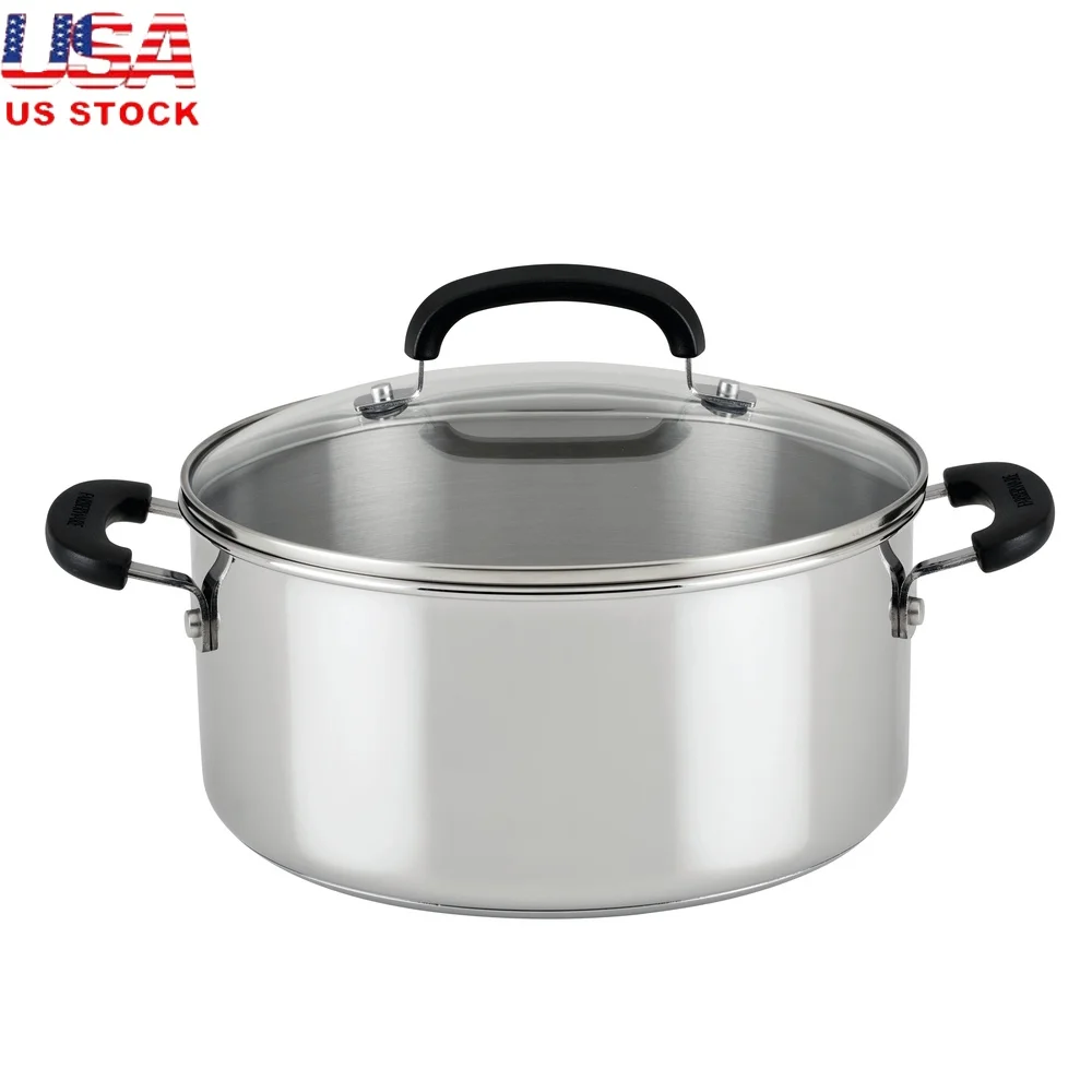 Durable 5-Quart Stainless Steel Dutch Oven with Tempered Glass Lid Dishwasher Safe Oven Safe Heat Retention Even Heating Cool
Durable 5-Quart Stainless Steel Dutch Oven with Tempered Glass Lid Dishwasher Safe Oven Safe Heat Retention Even Heating Cool