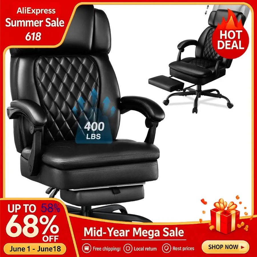 Executive Office Chair with Foot Rest for Heavy People, Ergonomic Big and Tall Desk Chair with Adjustable Headrest, Customizable
Executive Office Chair with Foot Rest for Heavy People, Ergonomic Big and Tall Desk Chair with Adjustable Headrest, Customizable