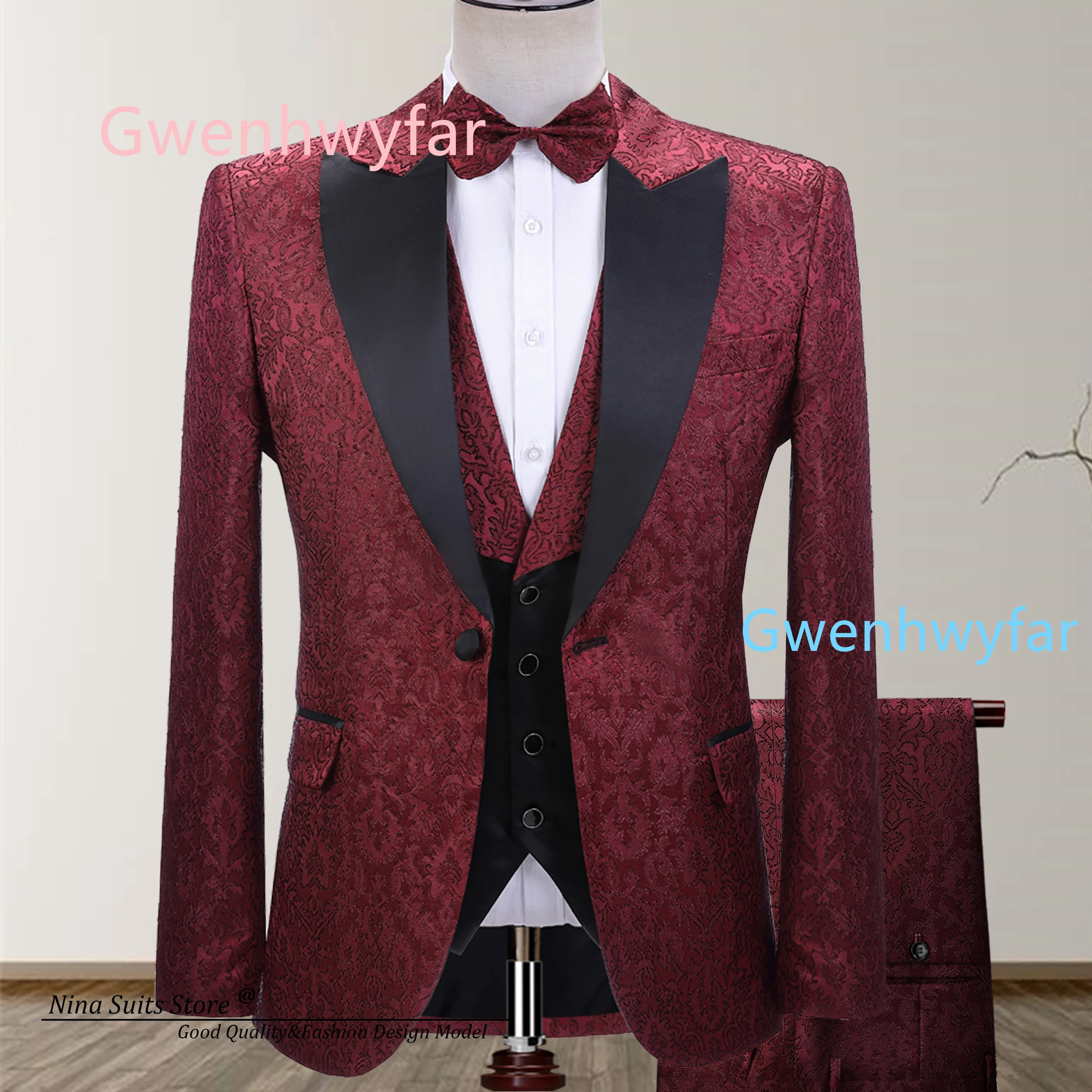 G&N 2026 Custom Made Bugundy Jacquard Tuxedos for Dance Party Men's Fashion Suits Single Breasted Costume for Wedding Groom
G&N 2026 Custom Made Bugundy Jacquard Tuxedos for Dance Party Men's Fashion Suits Single Breasted Costume for Wedding Groom