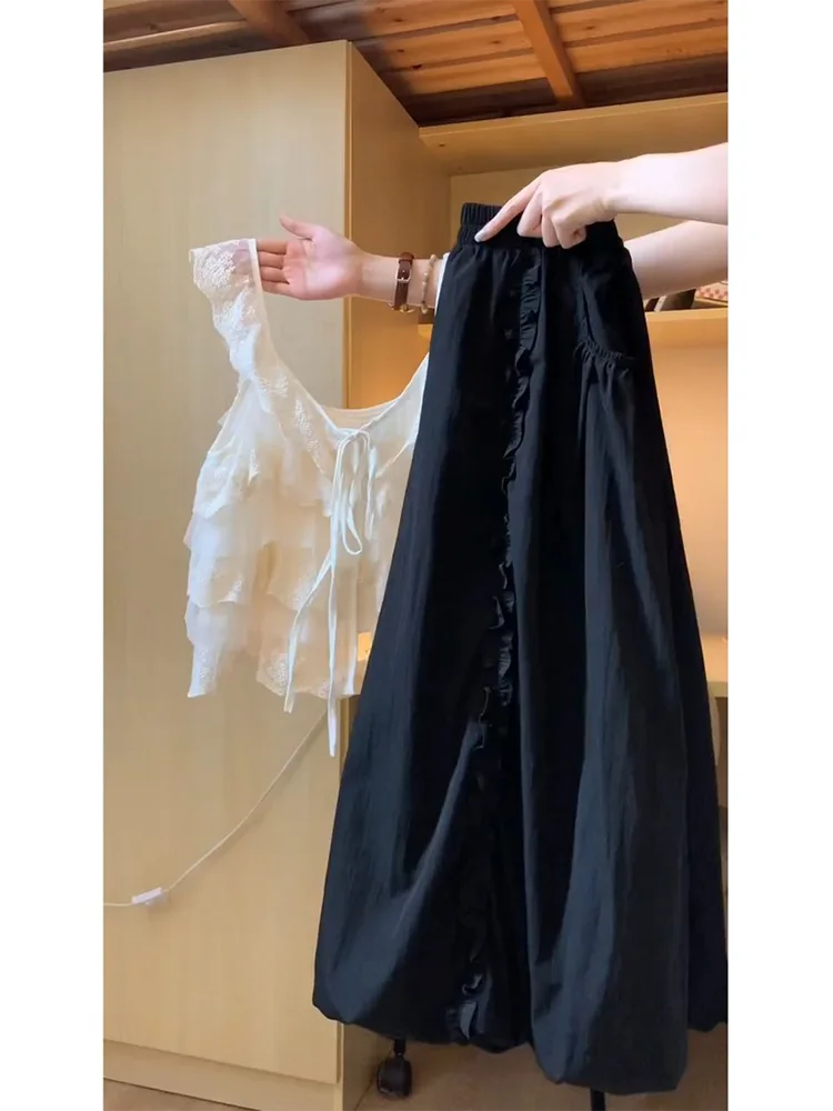 Black High Waist Flower Bud Half Skirt Women's Summer New Elastic Waist Wood Grain Midi Skirt Korean Loose Style
Black High Waist Flower Bud Half Skirt Women's Summer New Elastic Waist Wood Grain Midi Skirt Korean Loose Style