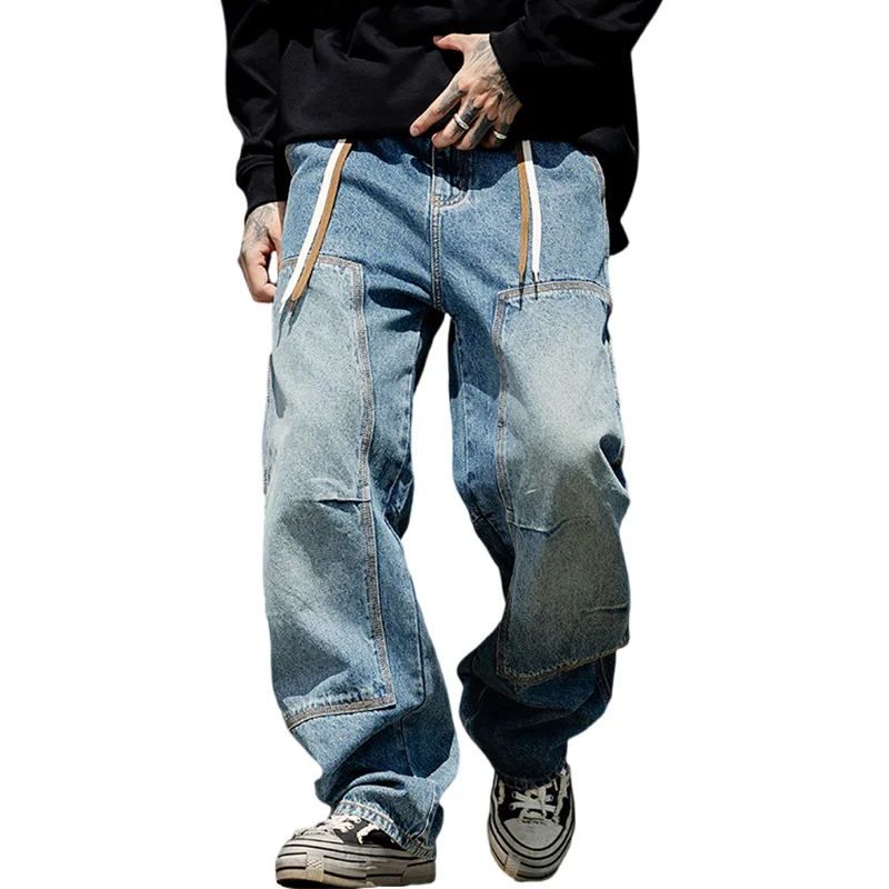 Men's American High Street Fashion Hip Hop Loose Casual Denim Baggy Cargo Jeans Pants Cityboy Streetwear Wide Leg Jeans Trousers 
Men's American High Street Fashion Hip Hop Loose Casual Denim Baggy Cargo Jeans Pants Cityboy Streetwear Wide Leg Jeans Trousers