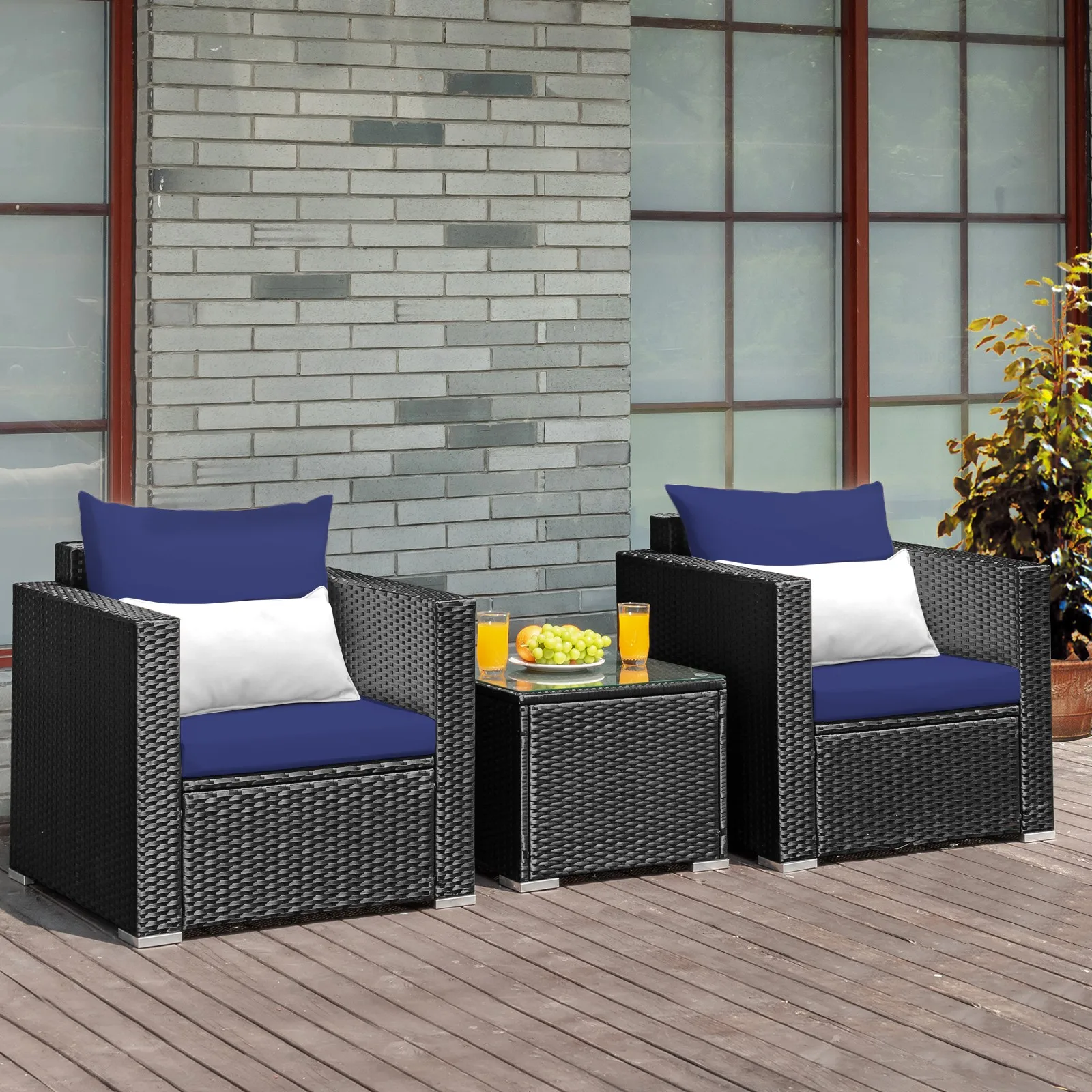 3PCS Patio Rattan Wicker Furniture Set Table Sofa Yard W/Cushion Navy
3PCS Patio Rattan Wicker Furniture Set Table Sofa Yard W/Cushion Navy