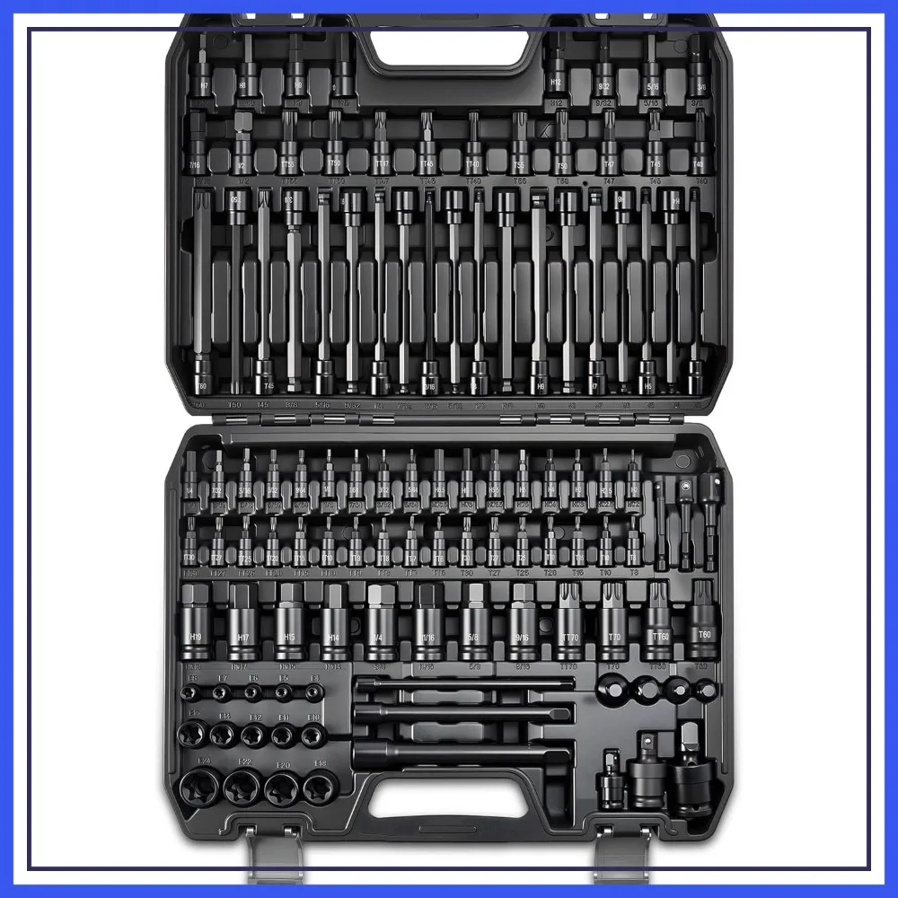 112PC Master Torx & Hex Bit Socket Set, 1/4" 3/8" 1/2" Drive, S2 Steel, Impact, SAE & Metric, Black Phosphate
112PC Master Torx & Hex Bit Socket Set, 1/4" 3/8" 1/2" Drive, S2 Steel, Impact, SAE & Metric, Black Phosphate