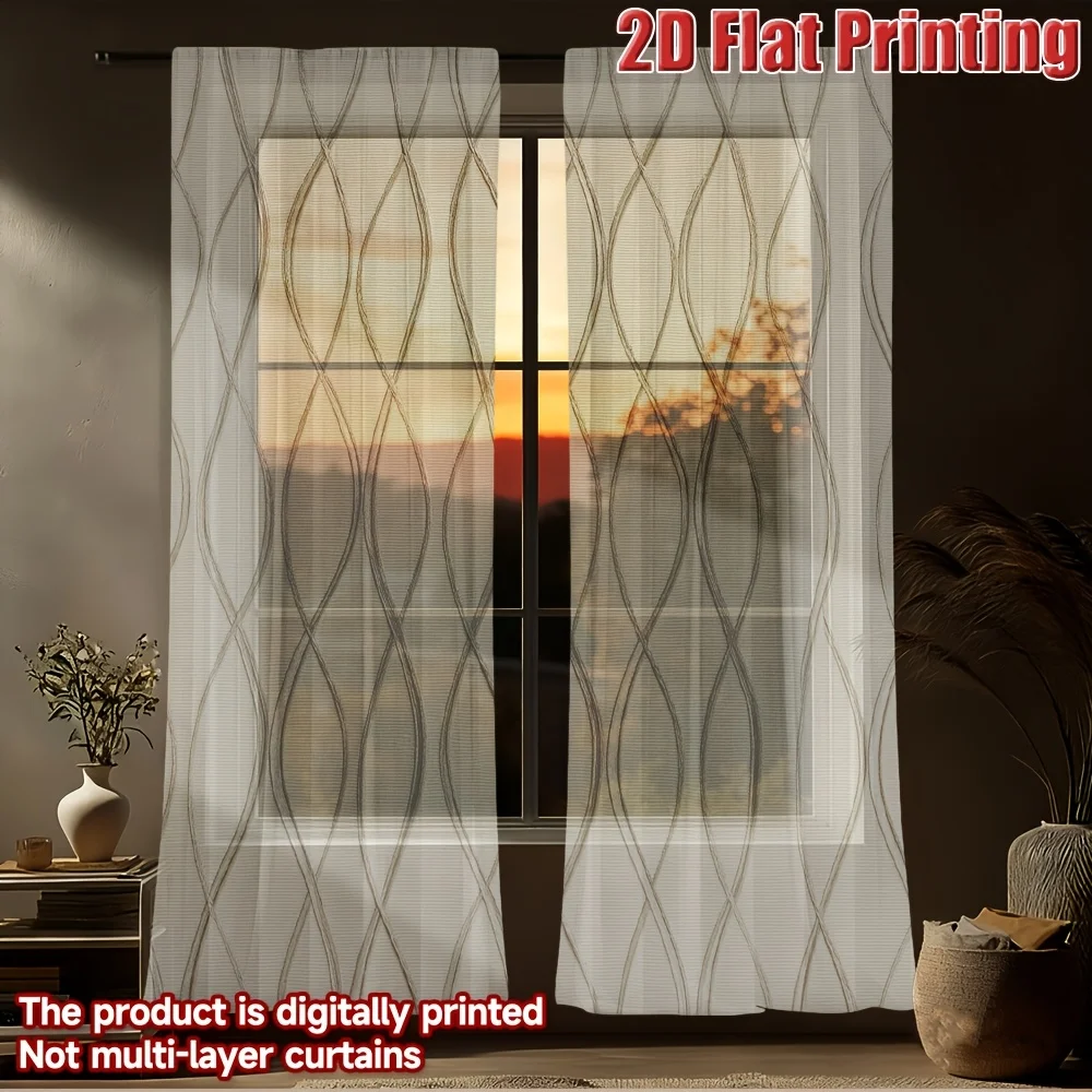 2pcs 2D FLAT Wavy Lines Pattern Design Sheer Curtains, Washable Window Drapes, with Rod Pocket Easy to Install
2pcs 2D FLAT Wavy Lines Pattern Design Sheer Curtains, Washable Window Drapes, with Rod Pocket Easy to Install