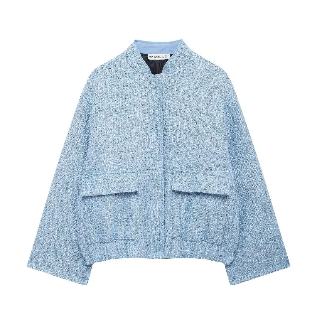 New Women's Clothing European and American Style Fashion Simple Versatile Pocket Sequined Cotton Jacket
New Women's Clothing European and American Style Fashion Simple Versatile Pocket Sequined Cotton Jacket