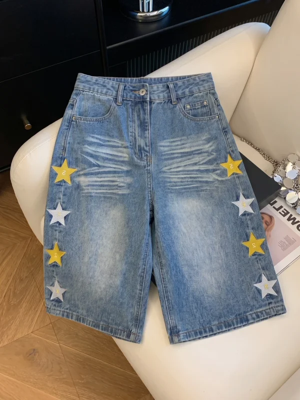 Anti-Aging Star Denim Shorts Women's plus Size Summer New Style High Waist Wide Leg Pants Trendy Streetwear for Plump Girls
Anti-Aging Star Denim Shorts Women's plus Size Summer New Style High Waist Wide Leg Pants Trendy Streetwear for Plump Girls