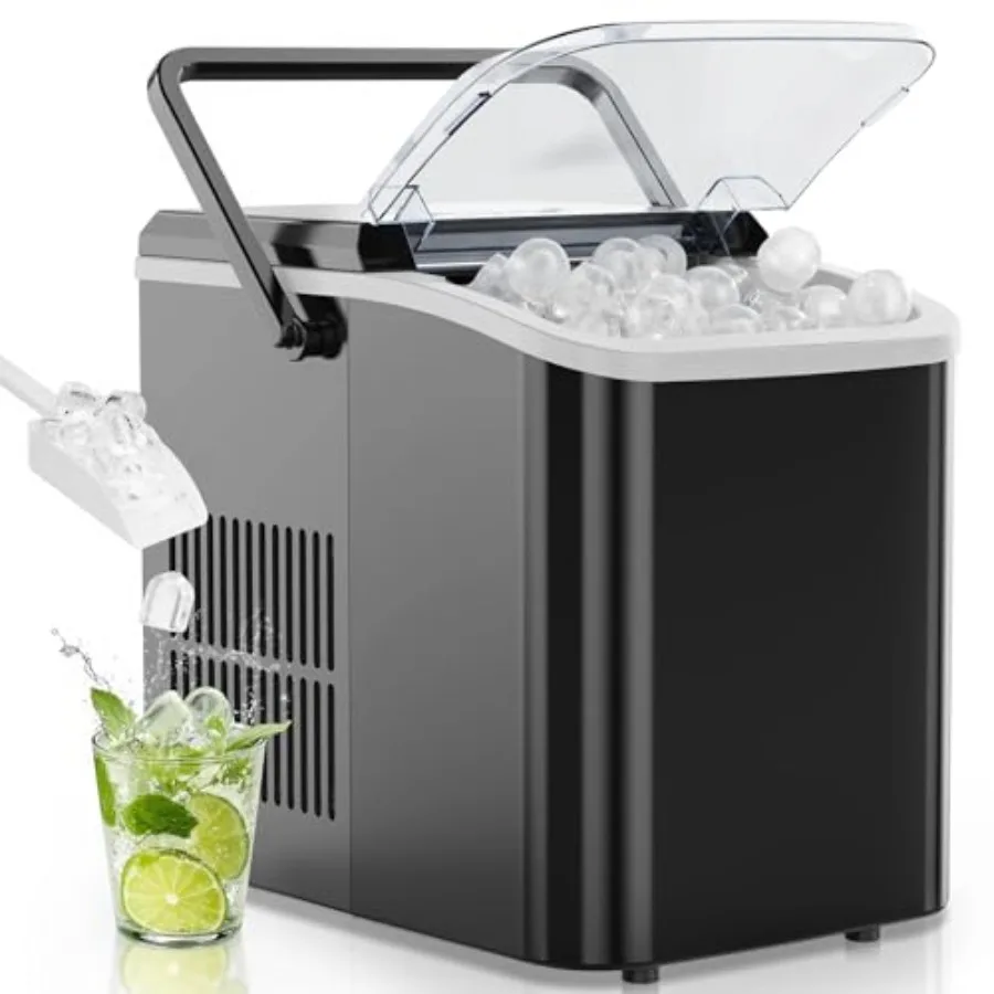 Countertop Ice Maker Machine with Handle, Auto-Cleaning Portable Ice Maker with Basket and Scoop, 26lbs in 24Hrs and 9 Ice Cube
Countertop Ice Maker Machine with Handle, Auto-Cleaning Portable Ice Maker with Basket and Scoop, 26lbs in 24Hrs and 9 Ice Cube