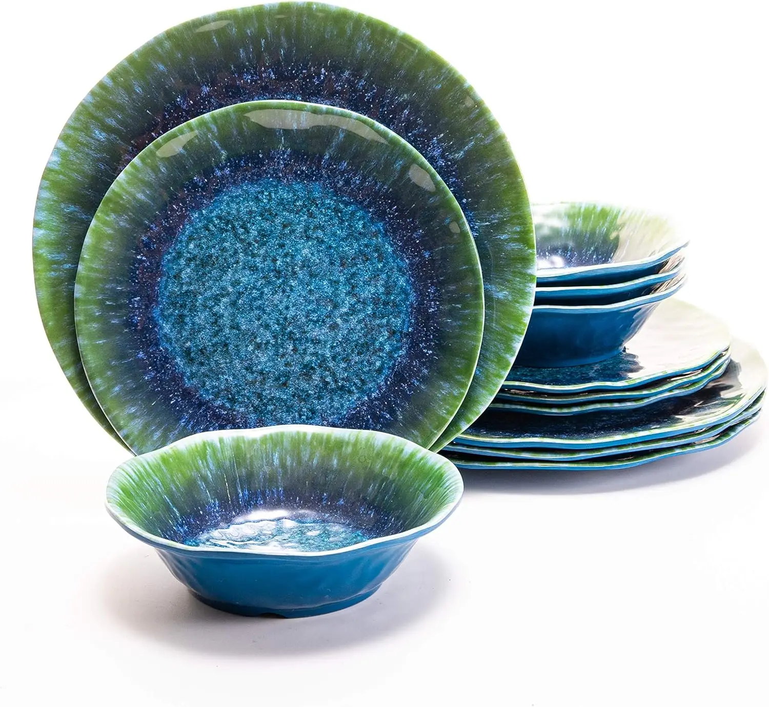 Melamine Dinnerware Set 12 PCS Teal Turquoise Tableware Plates Bowls Blue Green Dishwasher Safe Not Microware Not Oven
Melamine Dinnerware Set 12 PCS Teal Turquoise Tableware Plates Bowls Blue Green Dishwasher Safe Not Microware Not Oven