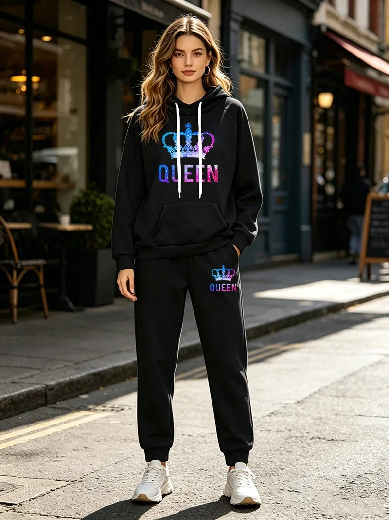 Womens Tracksuit Queen Print Casual Hooded Sweatshirt 2 Pcs Suit Outdoor Sports Clothes Outfits Autumn Winter Fashion Pants Sets
Womens Tracksuit Queen Print Casual Hooded Sweatshirt 2 Pcs Suit Outdoor Sports Clothes Outfits Autumn Winter Fashion Pants Sets
