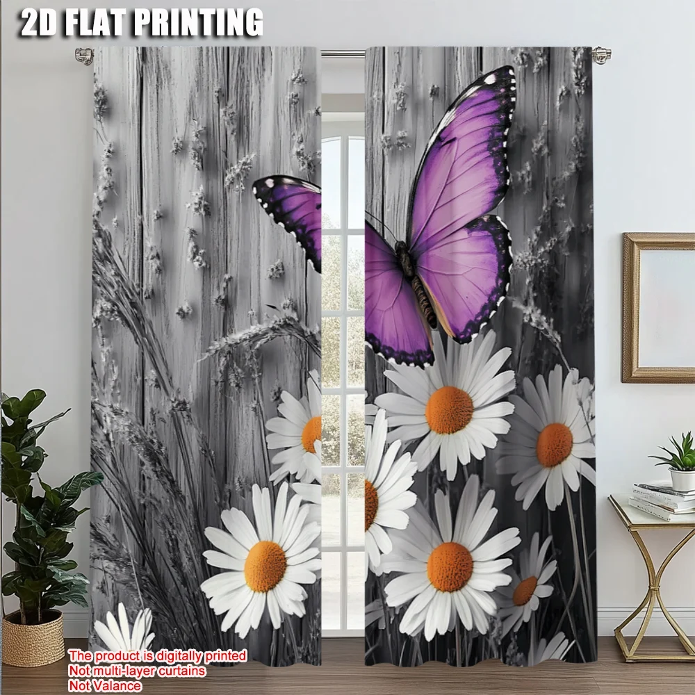 2pcs, Upscale Curtains 2D print Purple Gray White Daisy Flowers Butterfly Durable 100% Polyester Fabric (without rod)
2pcs, Upscale Curtains 2D print Purple Gray White Daisy Flowers Butterfly Durable 100% Polyester Fabric (without rod)