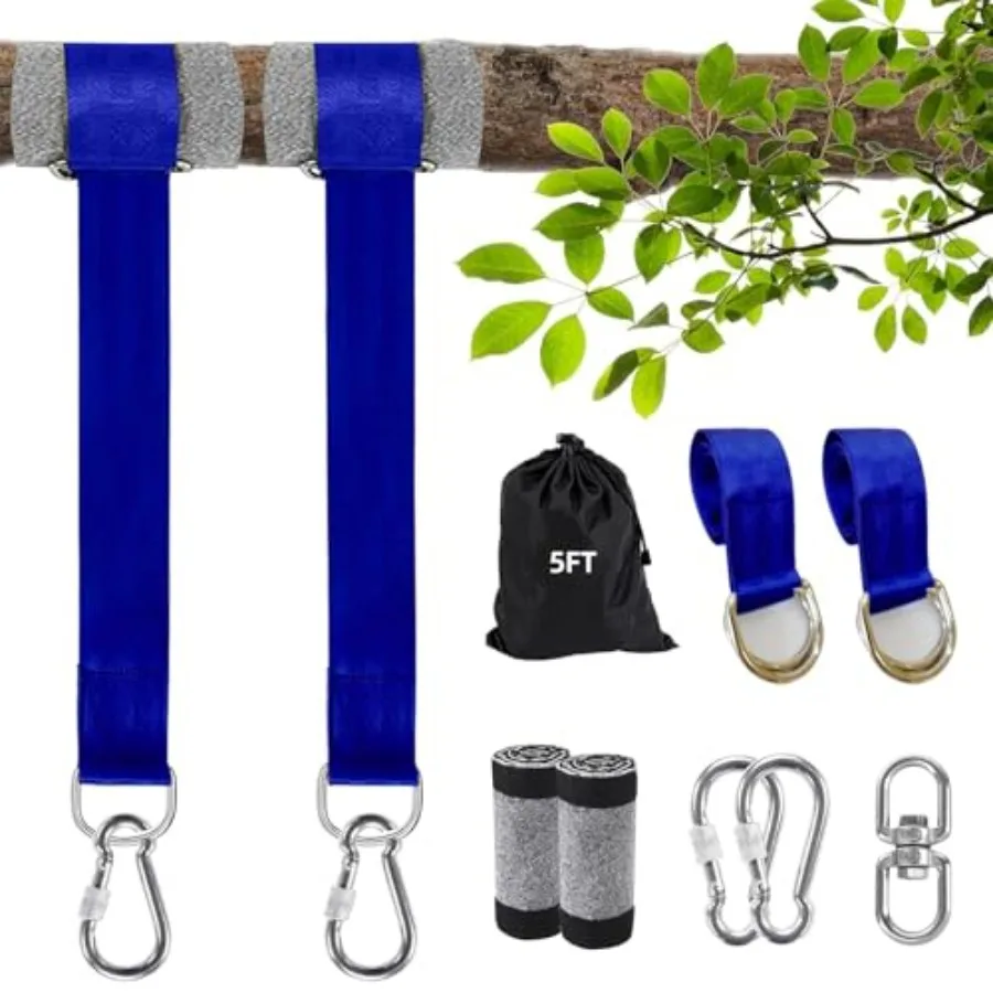 5FT 60in Tree Swing Hanging Straps Kit 2 Pack Holds 2000 lbs with Safer Lock Snap Carabiner Hooks Perfect for Tree Swing Hammoc
5FT 60in Tree Swing Hanging Straps Kit 2 Pack Holds 2000 lbs with Safer Lock Snap Carabiner Hooks Perfect for Tree Swing Hammoc
