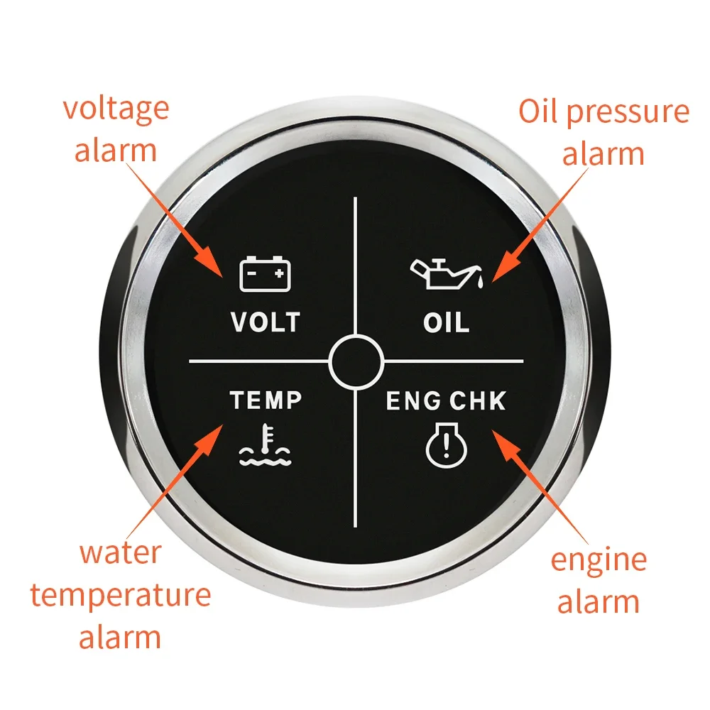 ELING Car 52mm 4 LED Alarm Gauge Meter Volt Water Temp Oil Pressure Alarm Indicator Gauge Meter with Red Backlight 12V 24V
ELING Car 52mm 4 LED Alarm Gauge Meter Volt Water Temp Oil Pressure Alarm Indicator Gauge Meter with Red Backlight 12V 24V