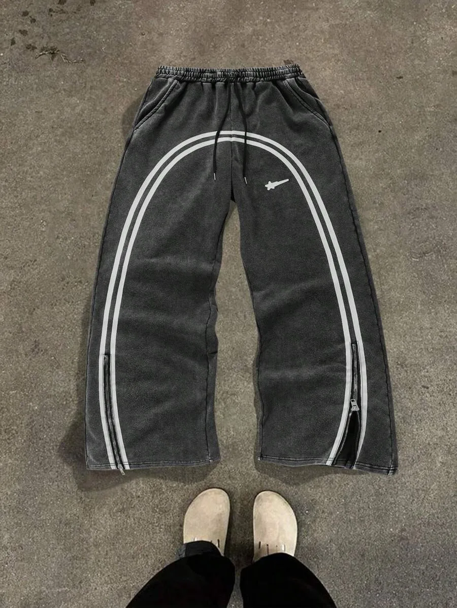 American New Trend Striped Side Zipper Design Elastic Waist Wide-Leg Pants Men's Y2K Harajuku Hip-Hop Joker Casual Sweatpants
American New Trend Striped Side Zipper Design Elastic Waist Wide-Leg Pants Men's Y2K Harajuku Hip-Hop Joker Casual Sweatpants