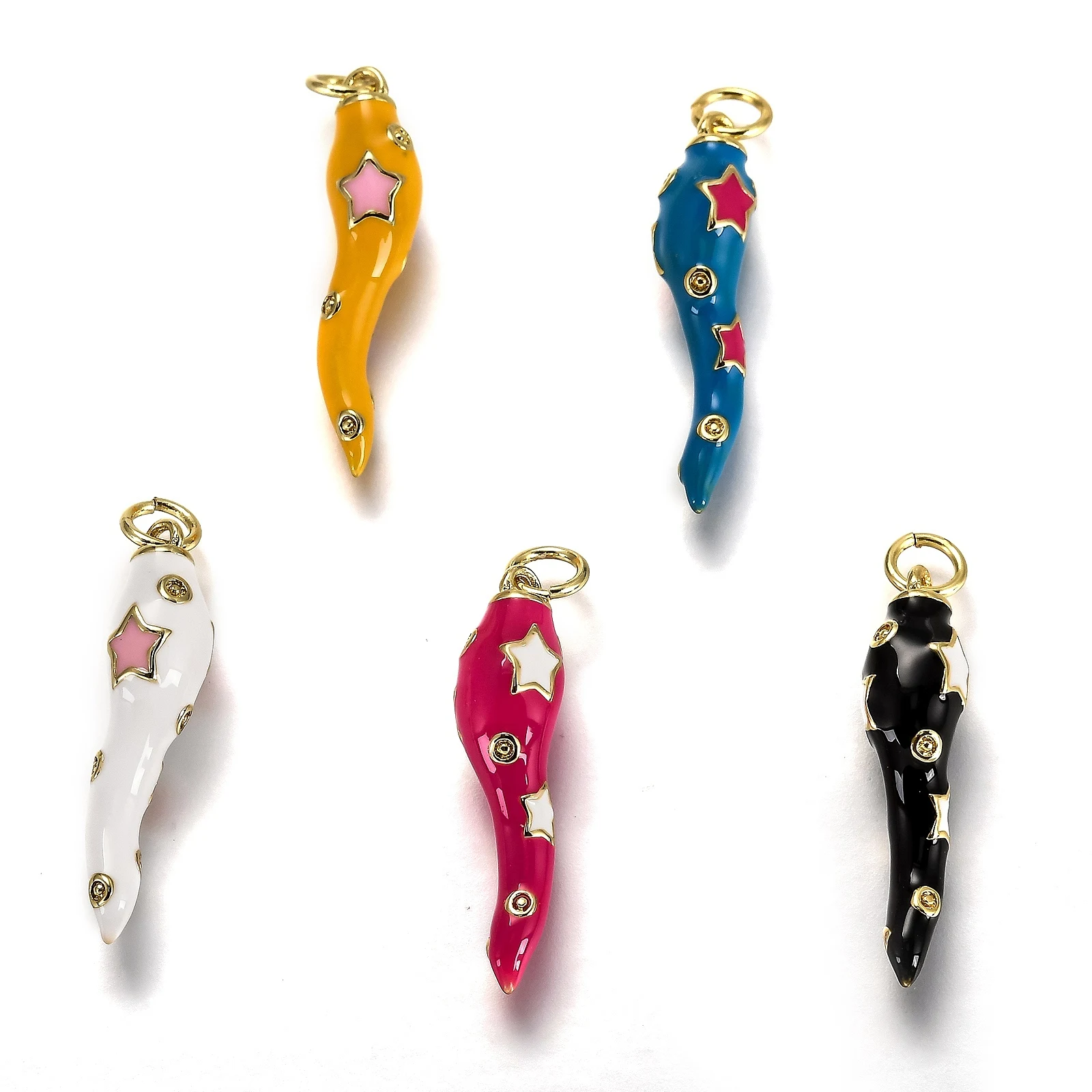 5pcs Brass Chili Enamel Charms with Star Pattern Real 18K Gold Plated Pepper Pendant for Earrings Necklace Jewelry Accessories
5pcs Brass Chili Enamel Charms with Star Pattern Real 18K Gold Plated Pepper Pendant for Earrings Necklace Jewelry Accessories