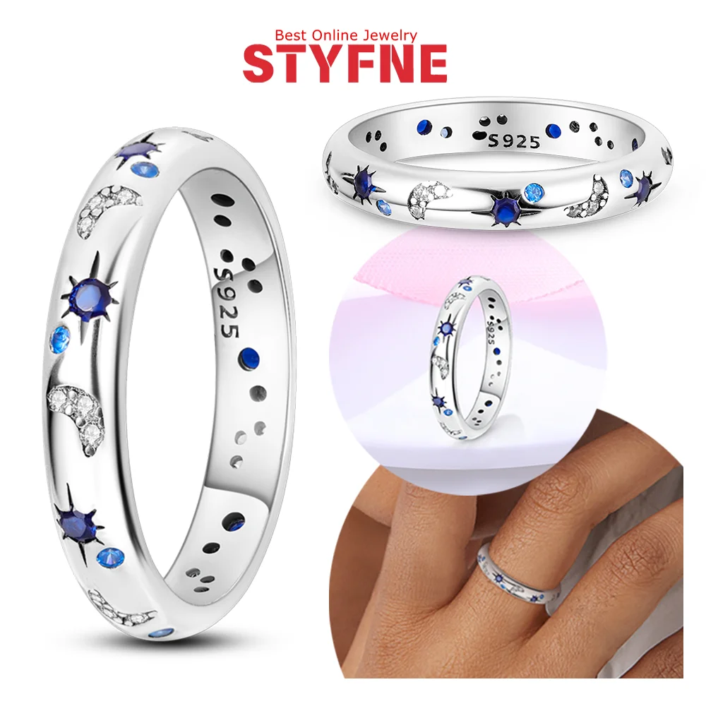 925 Sterling Silver Shiny Zircon Ring Stars Moon Closed Ring 925 Silver Women Fashion Jewelry Wedding Anniversary Birthday Gift
925 Sterling Silver Shiny Zircon Ring Stars Moon Closed Ring 925 Silver Women Fashion Jewelry Wedding Anniversary Birthday Gift