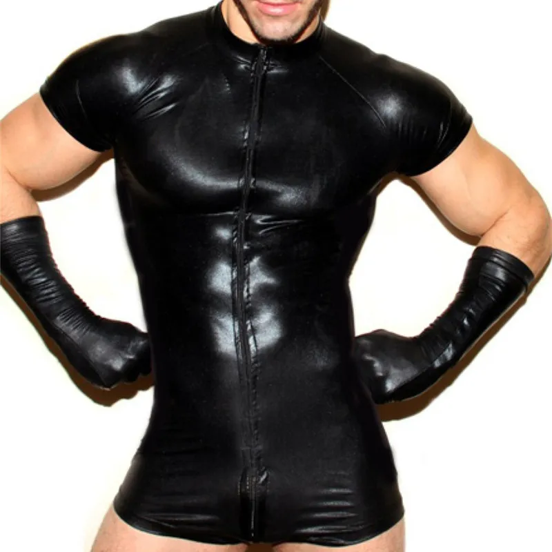 Mens PVC Leather Short Jumpsuit Side Mesh Bodysuit Latex Fetish Gay Zipper Open Crotch Catsuit Sexy Erotic Wetlook Wear Lingerie
Mens PVC Leather Short Jumpsuit Side Mesh Bodysuit Latex Fetish Gay Zipper Open Crotch Catsuit Sexy Erotic Wetlook Wear Lingerie
