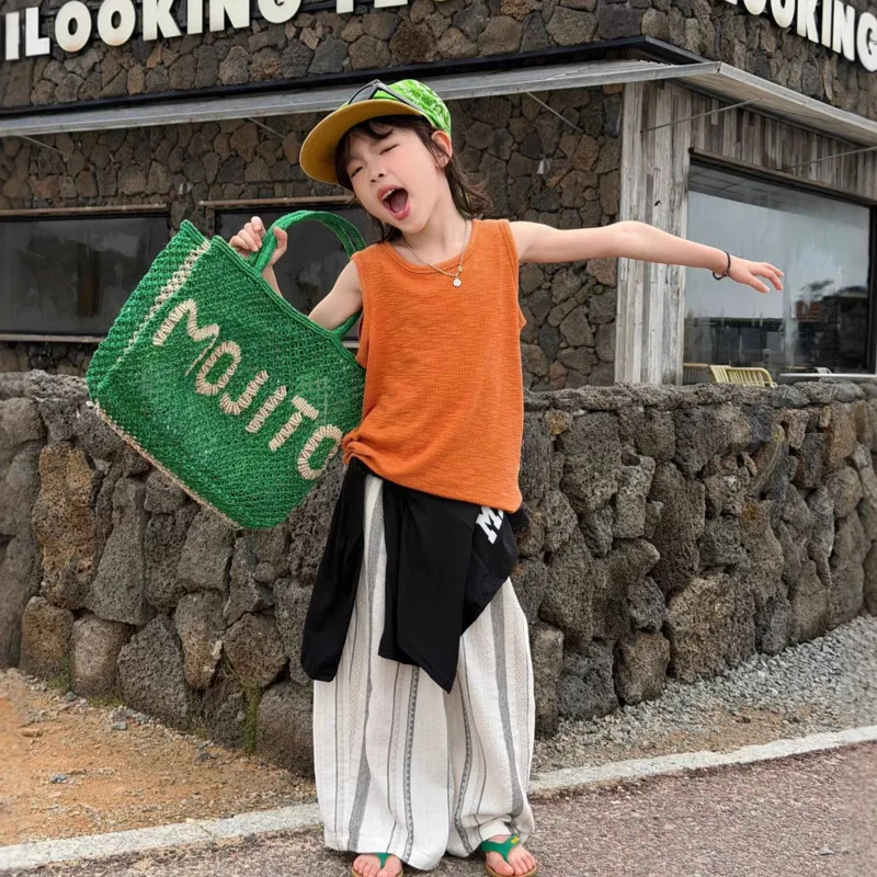 26 spring Summer New Children boy girl clothes underwear Orange Super Elastic Knit sleeveless Vest 3-13 year top pullover outfit
26 spring Summer New Children boy girl clothes underwear Orange Super Elastic Knit sleeveless Vest 3-13 year top pullover outfit