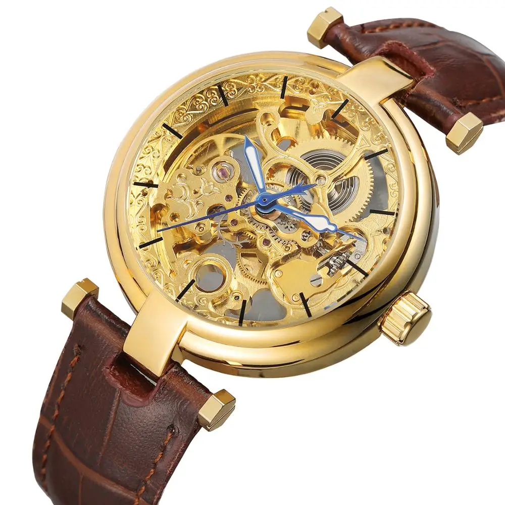 Luxury Brand New Style Golden Watches Fashion Blue Hands Mens Automatic Self-wind Watches Brown Genuine Leather Strap Wristwatch
Luxury Brand New Style Golden Watches Fashion Blue Hands Mens Automatic Self-wind Watches Brown Genuine Leather Strap Wristwatch
