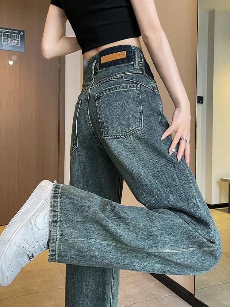 Summer Thin Wide Leg Straight Jeans Women's High Waist Slimming Drapey Floor-Length Trousers Trendy Cotton Polyester Blend
Summer Thin Wide Leg Straight Jeans Women's High Waist Slimming Drapey Floor-Length Trousers Trendy Cotton Polyester Blend