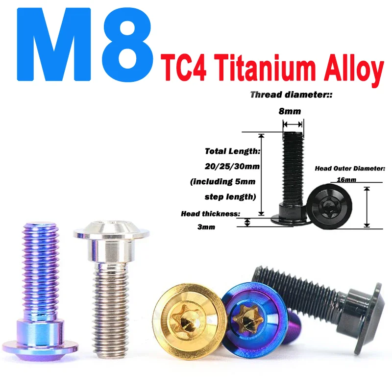 1Pcs TC4 Titanium Alloy Bolts M8x20/25/30mm Pan Head Six-Lobe Torx With Step Screws for Bike Motorcycle Shell
1Pcs TC4 Titanium Alloy Bolts M8x20/25/30mm Pan Head Six-Lobe Torx With Step Screws for Bike Motorcycle Shell