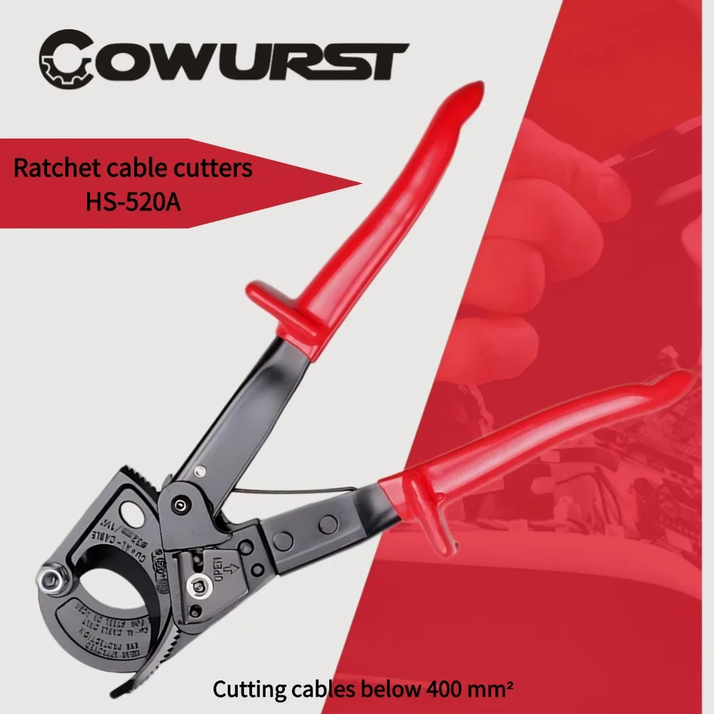 Cable cutter copper aluminum cable cutter wire cutter ratchet type cable cutter HS-520 high carbon steel
Cable cutter copper aluminum cable cutter wire cutter ratchet type cable cutter HS-520 high carbon steel